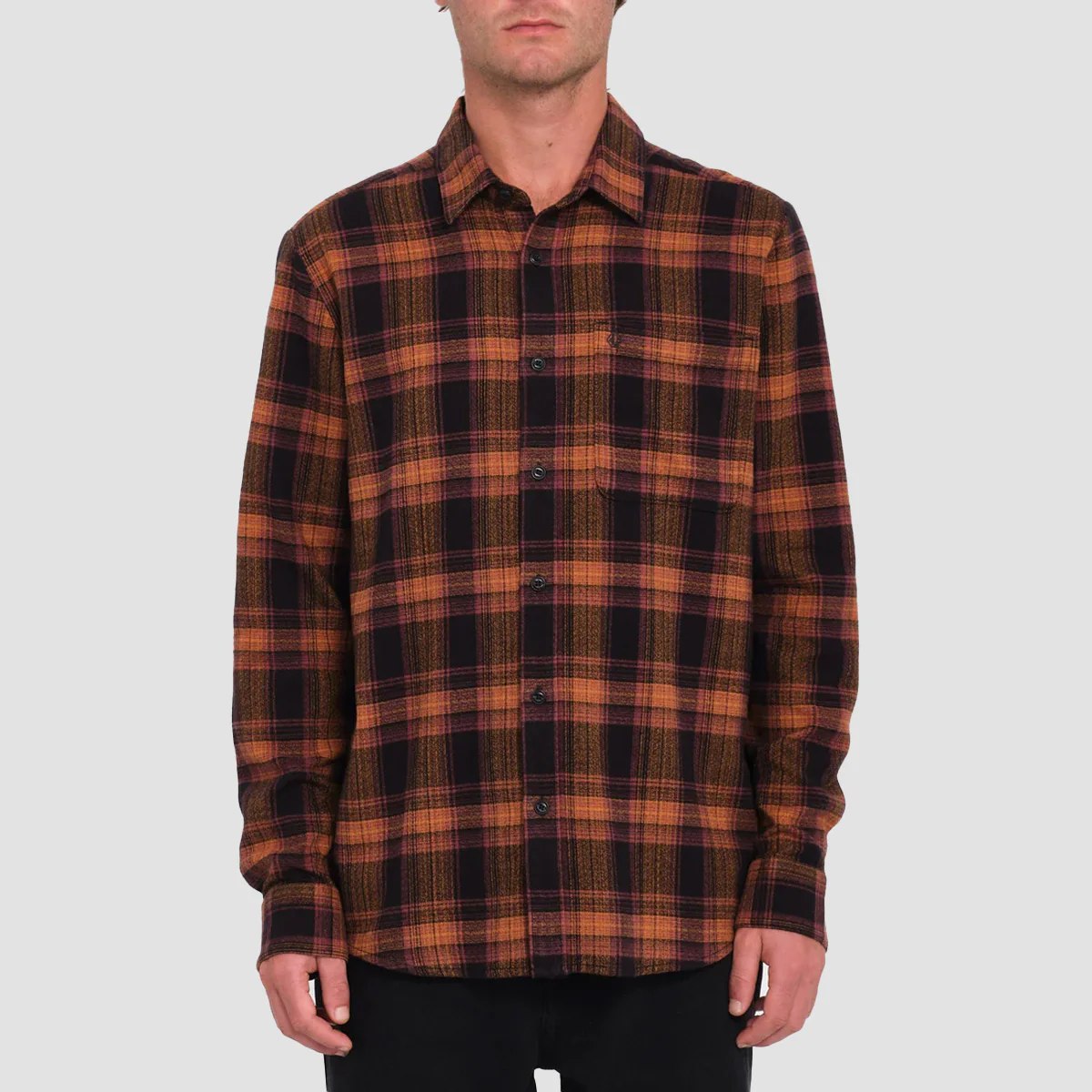 Volcom Baystone Flannel Longsleeve Shirt Black