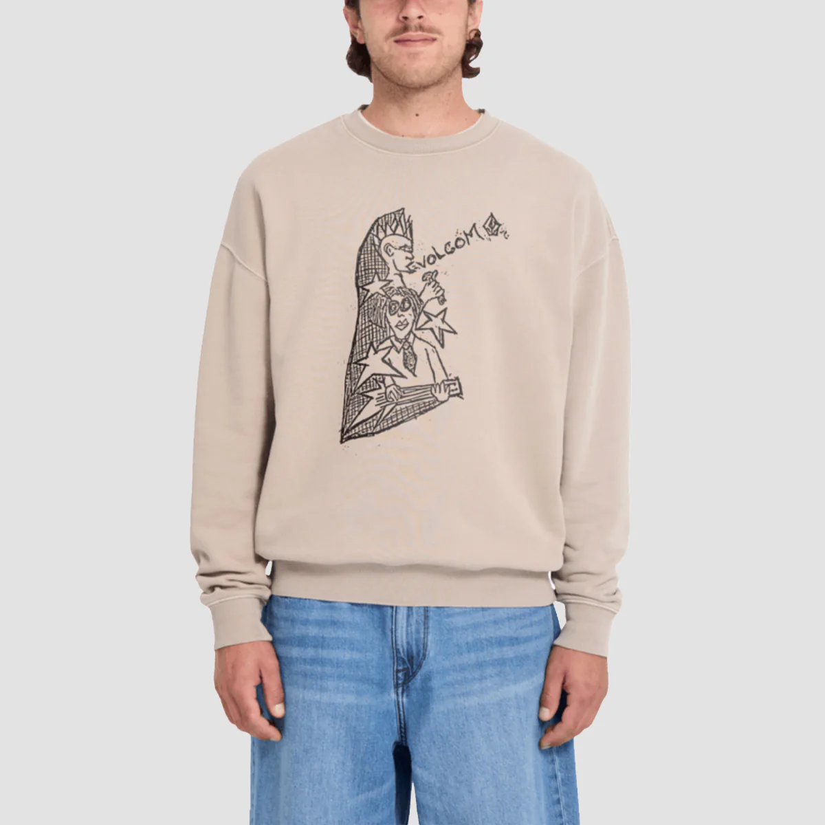 Volcom FA Issam Auptel Crew Sweatshirt Bark Brown