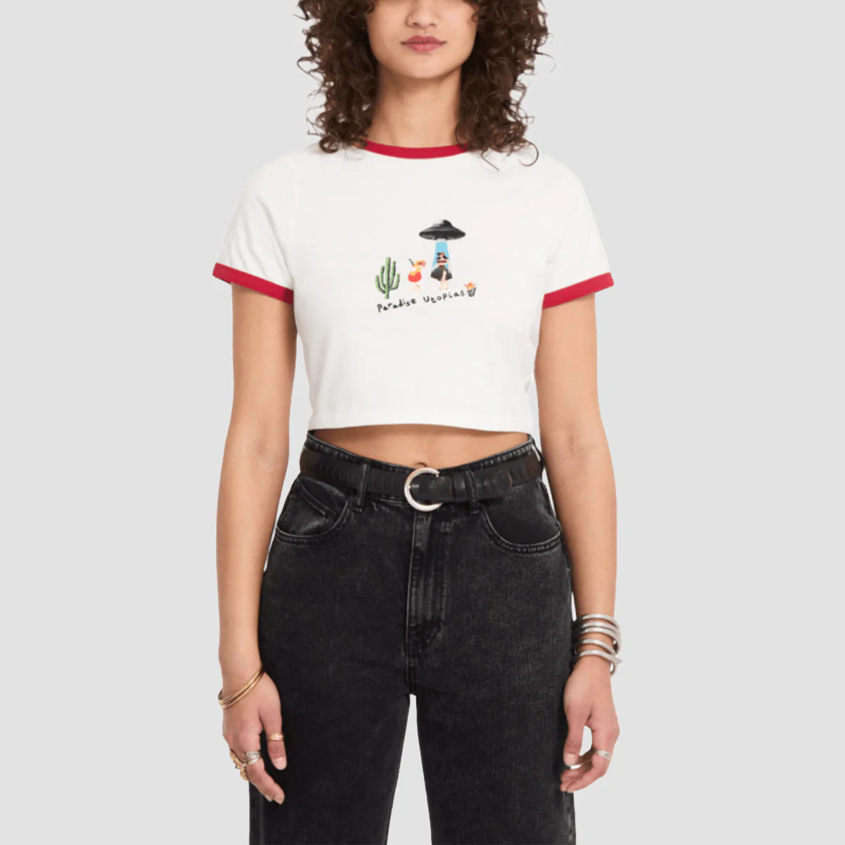 Volcom FA Mickey Mason Crop T-Shirt Off White - Womens