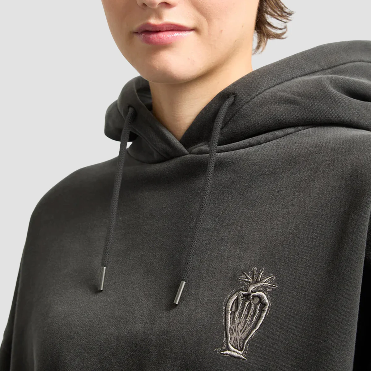 Volcom FA Vaderetro Cropped Pullover Hoodie Vintage Black - Womens - Image 3