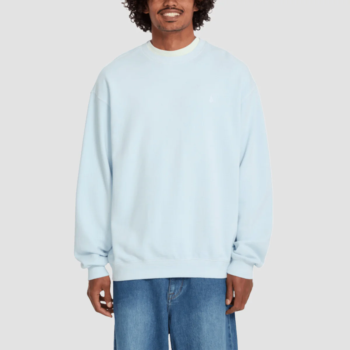 Volcom Single Stone Crew Sweatshirt Light Blue Acid
