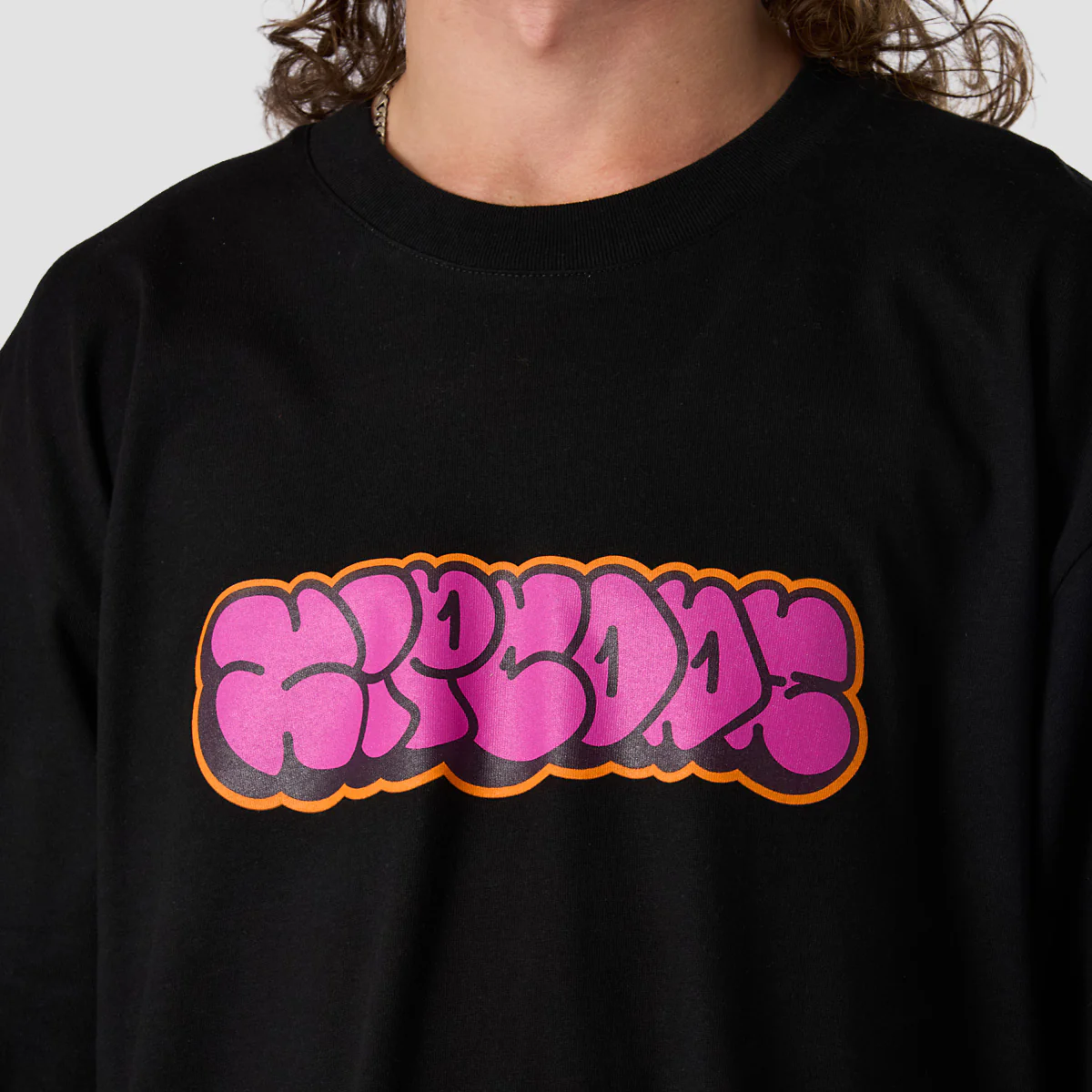 Zipcode Throw Up Oversized T-Shirt Black - Image 2